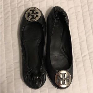 Tory Burch reva baller flat, silver.